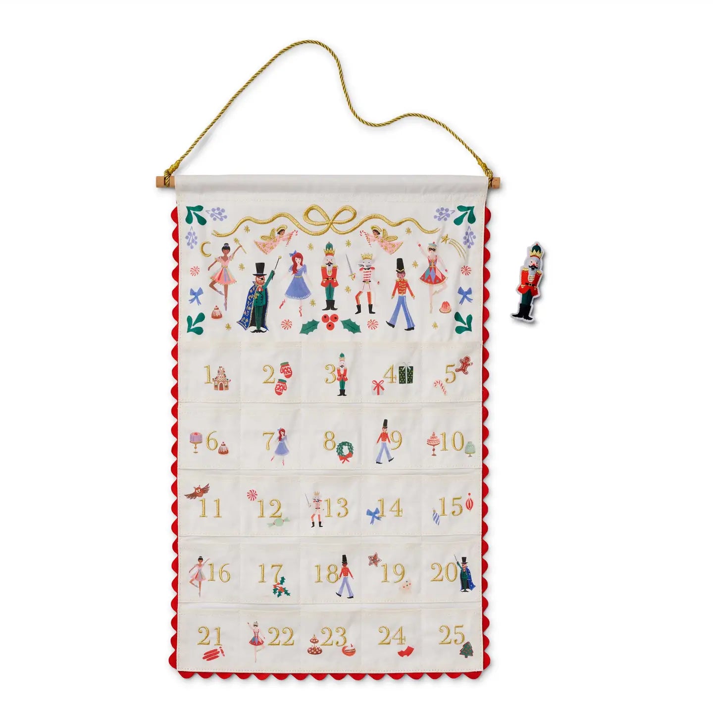 Rifle Paper Co. Nutcracker Embroidered Hanging Advent Calendar