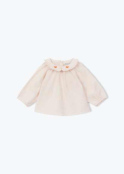 Arsēne et Les Pipelettes Embroidered Hearts Baby  Blouse - Pink
