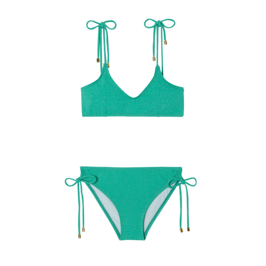 Lison Bahamas Two Pieces Swimsuit - Peacock Green Gold