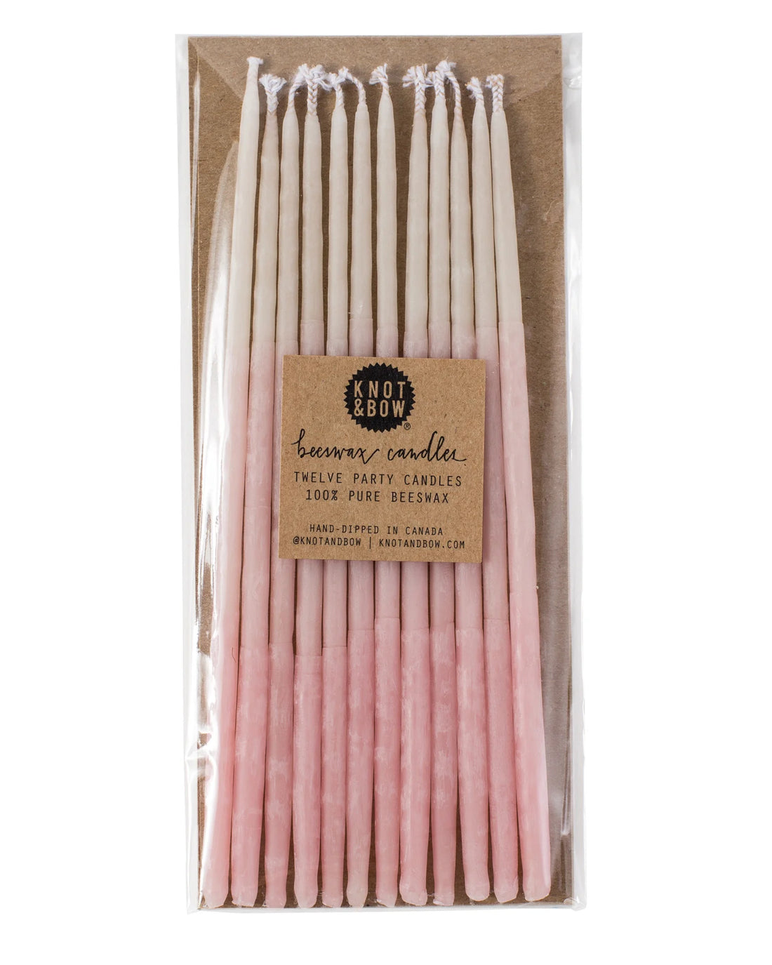 Knot &amp; Bow Tall Bees Wax Party Candles - Pink