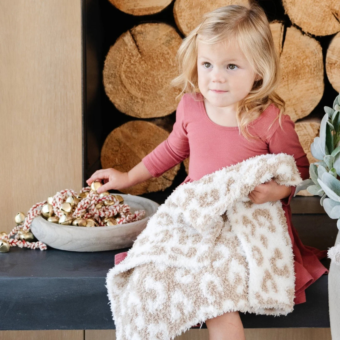 Saranoni Minky Double-Layer Bamboni Mini Blankets - Tan Leopard Double Layer