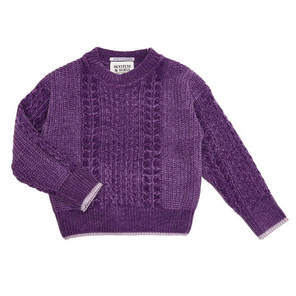 Scotch & Soda Girls Chenille Cable Knit Pullover - Party Purple