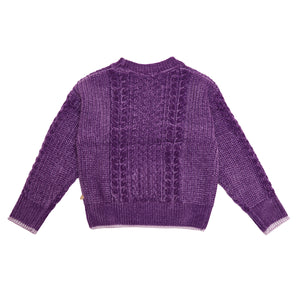 Scotch & Soda Girls Chenille Cable Knit Pullover - Party Purple
