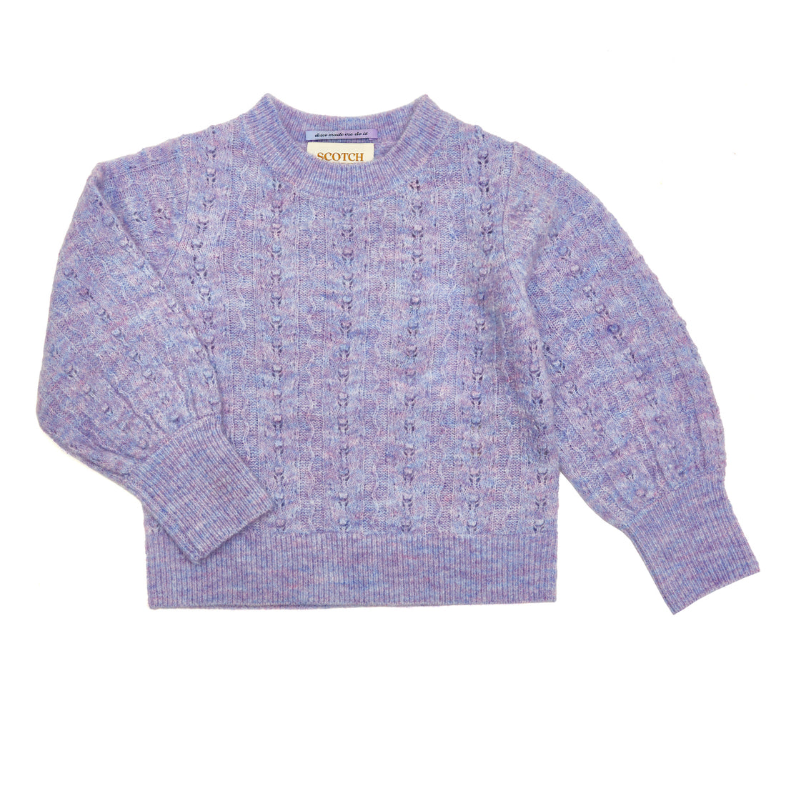Scotch & Soda Girls Knitted Structured Pullover - Lavander Mel