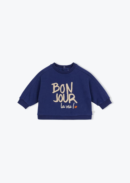 Arsēne et Les Pipelettes Baby Sweatshirt - Bonjour La Vie - Marine