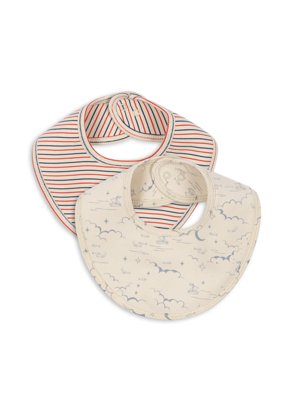 Konges Sløjd Basic 2 Pack Bibs - Stripe Tricolore Petit/Cielo Marino