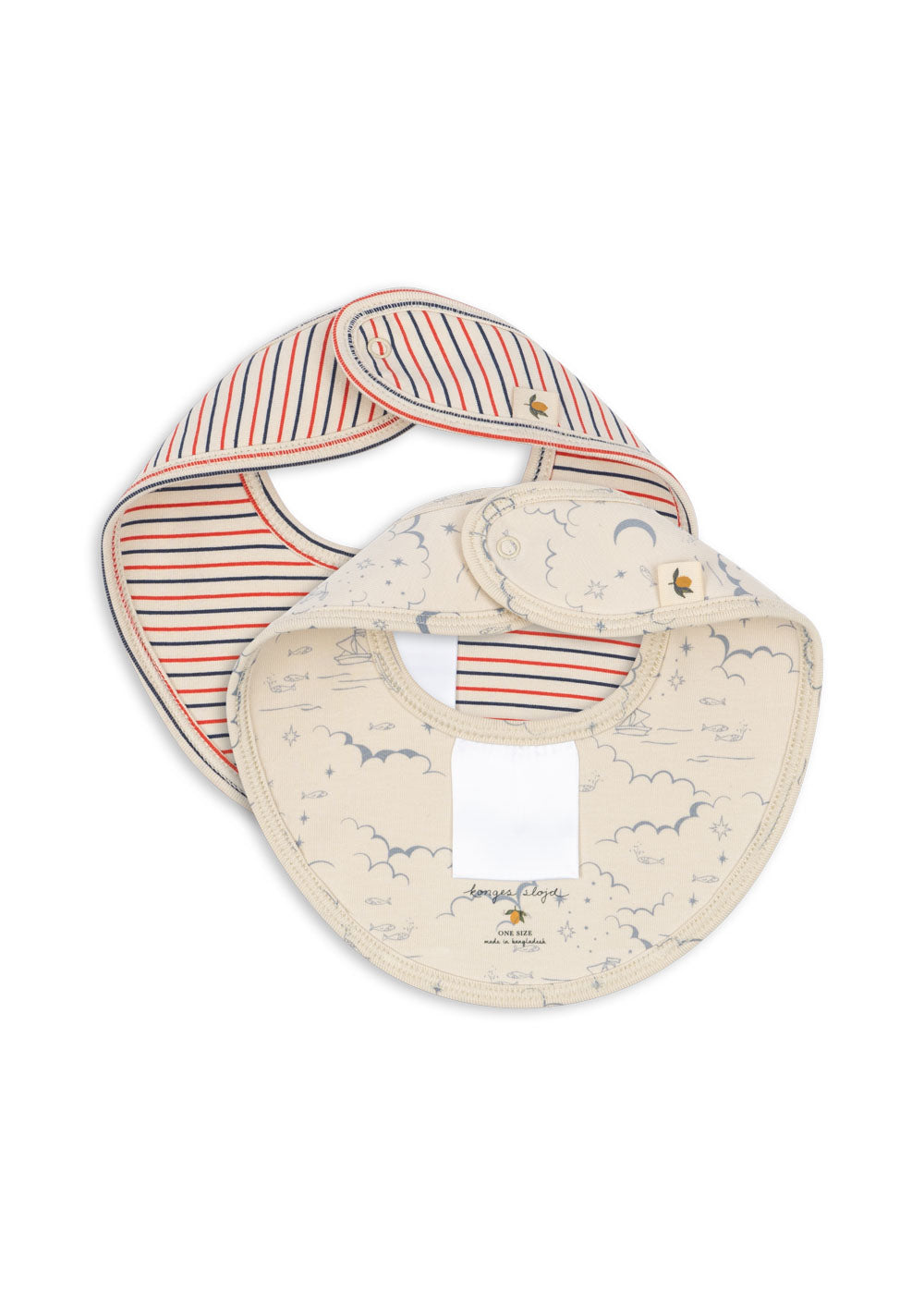 Konges Sløjd Basic 2 Pack Bibs - Stripe Tricolore Petit/Cielo Marino