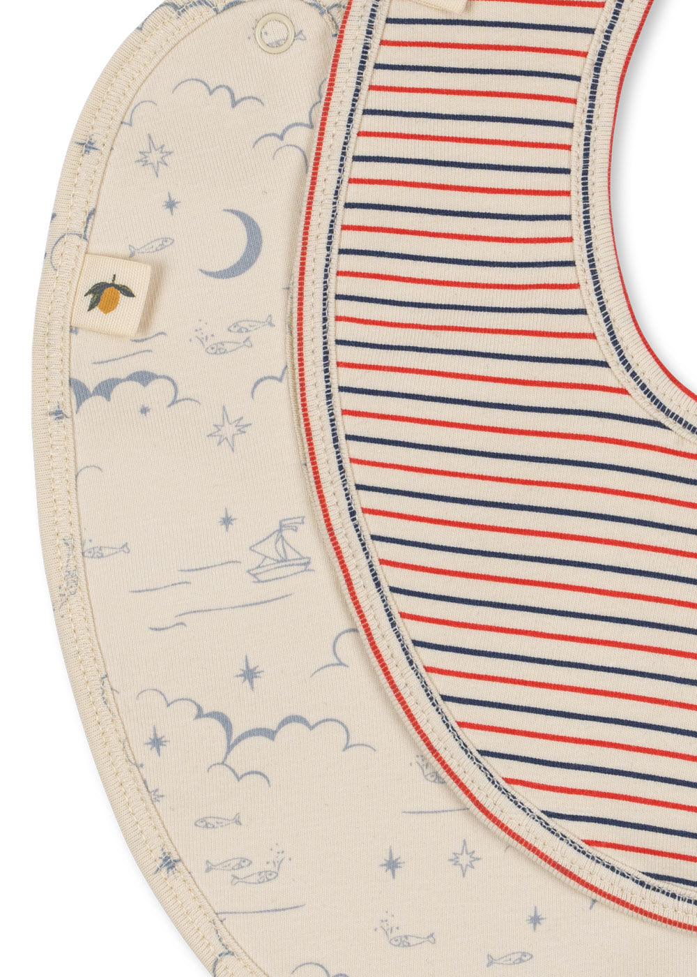 Konges Sløjd Basic 2 Pack Bibs - Stripe Tricolore Petit/Cielo Marino