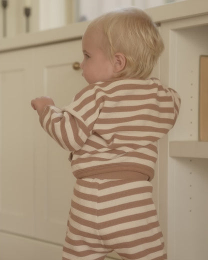 Quincy Mae Waffle Slouch Set - Harvest Stripe