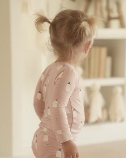 Quincy Mae Bamboo Pajama Set - Pink Ghosts