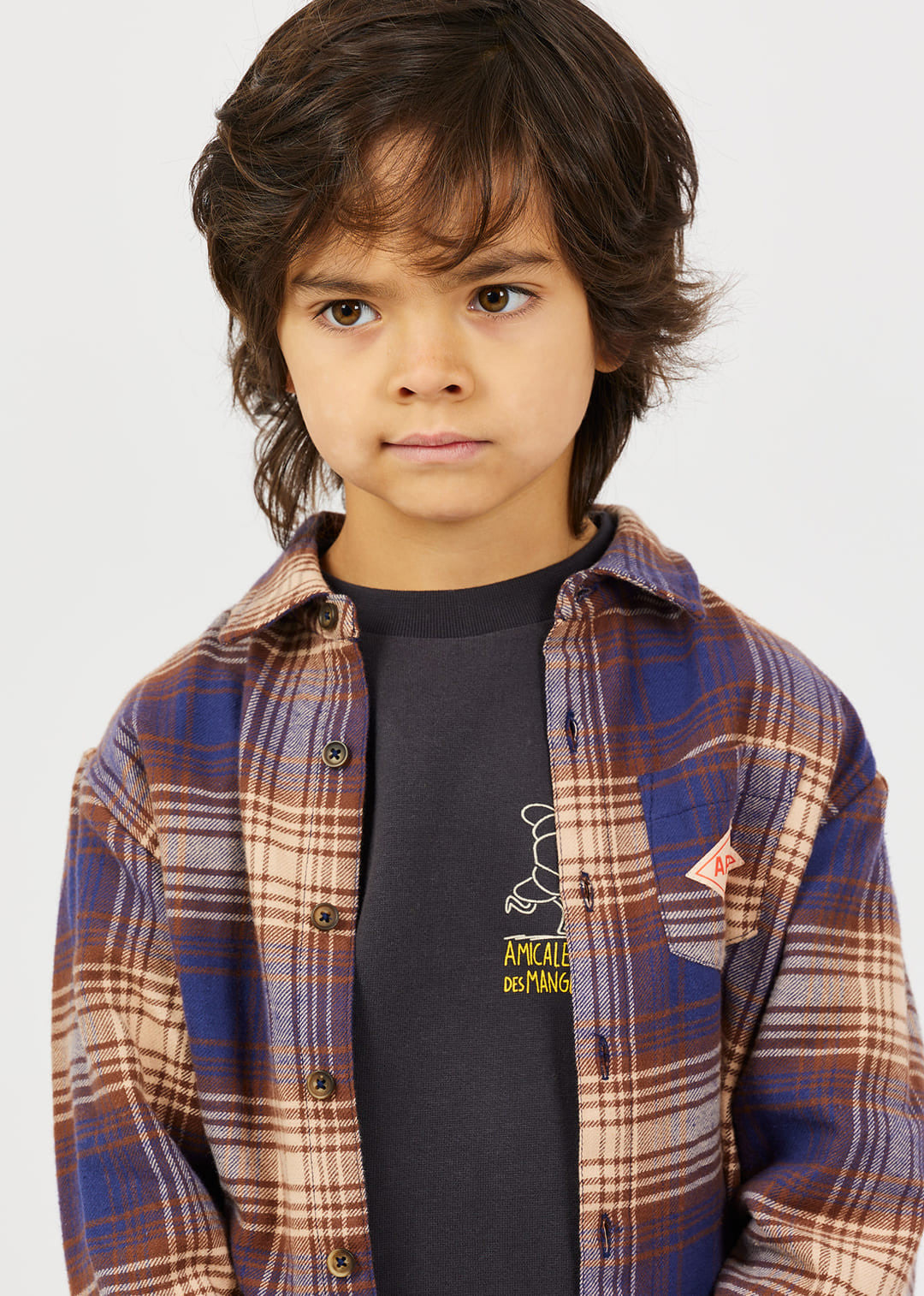 Arsēne et Les Pipelettes Tartan Shirt - Marine
