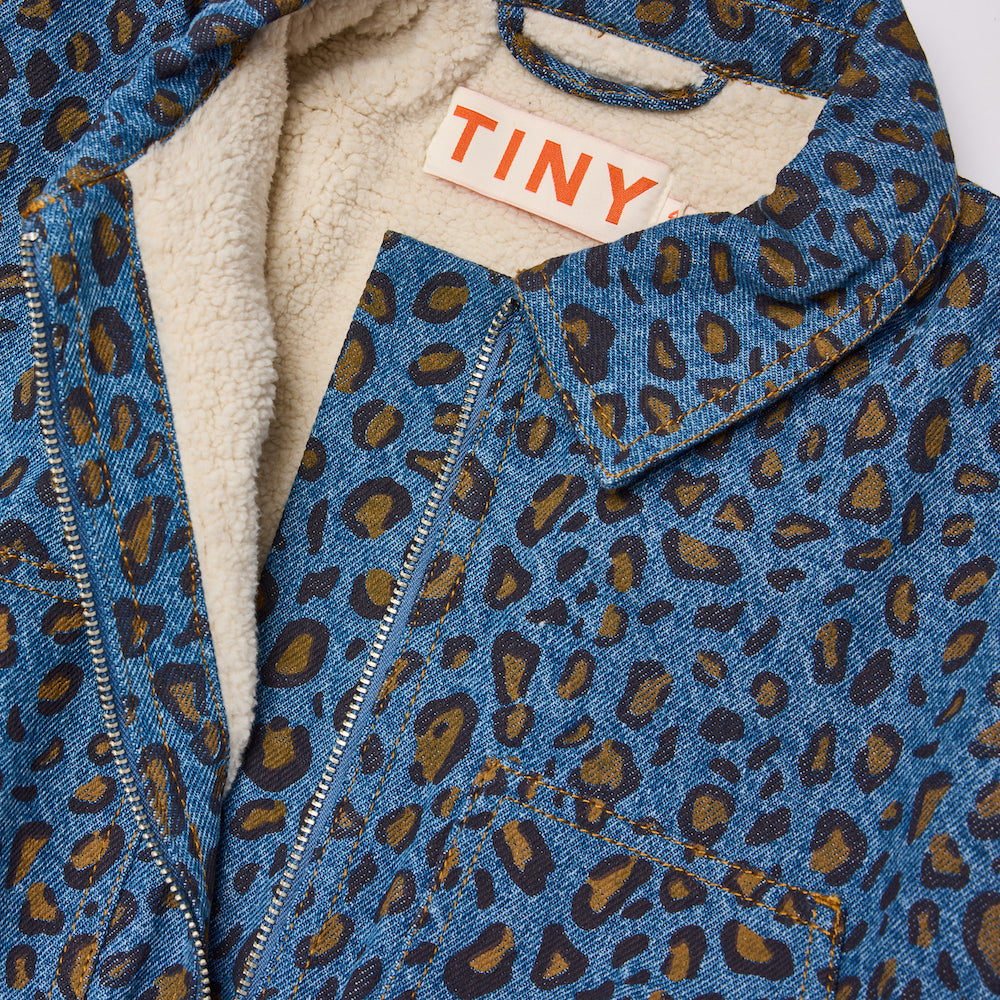 Tiny Cottons Animal Print Denim Jacket - Dark Blue