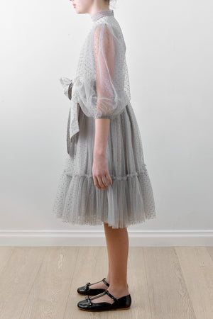 Petite Amalie Cristina Tulle Dress - Blue Grey