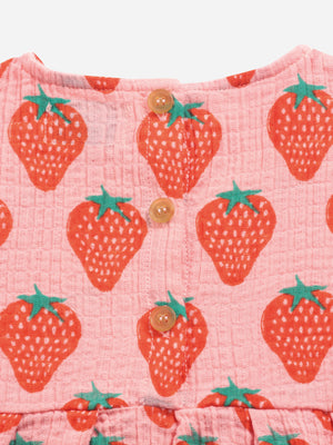Bobo Choses Strawberry All Over Woven Baby Dress