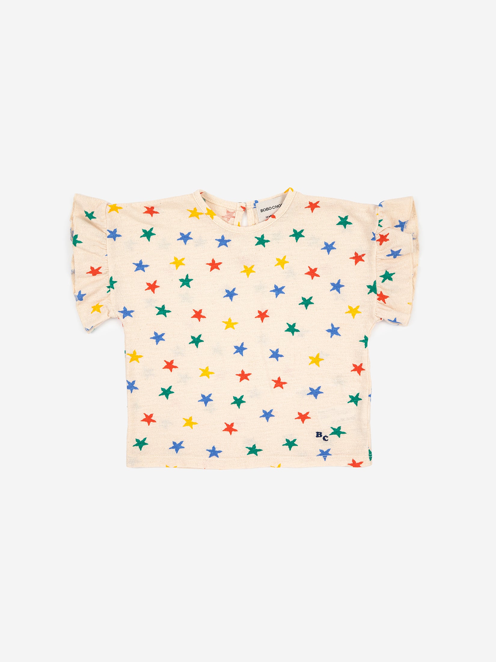 Bobo Choses Multicolor Stars All Over Ruffle T-Shirt