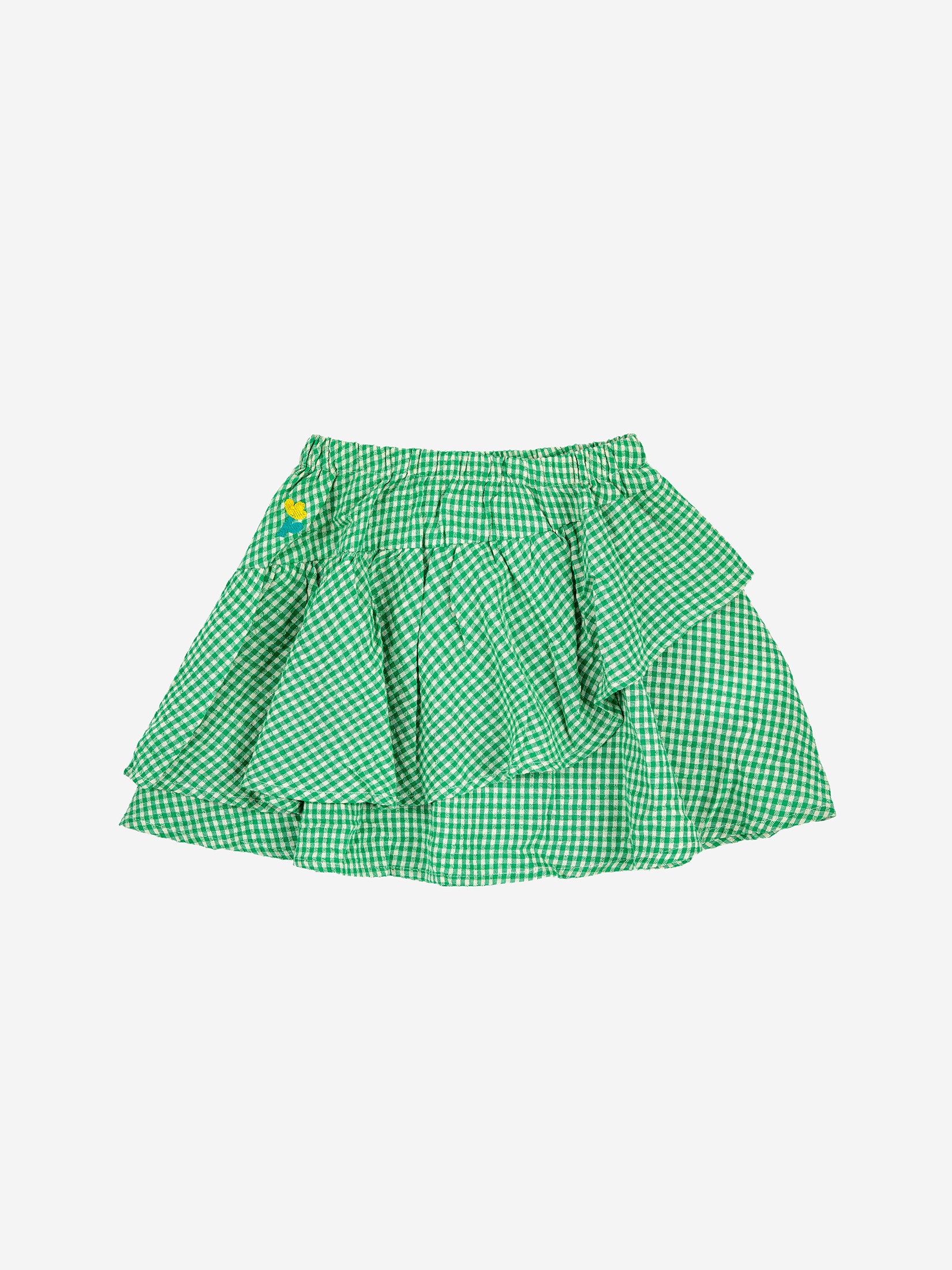 Bobo Choses Green Vichy Woven Ruffle Skirt