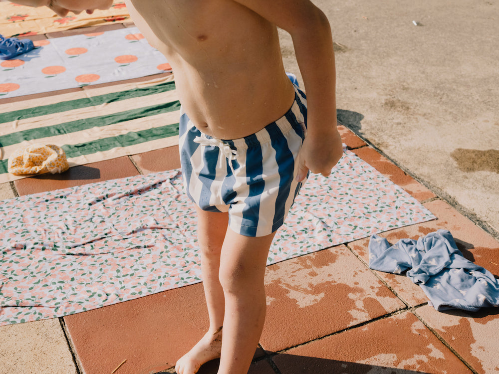 Tiny Cottons Big Stripes Trunks - Pastel Yellow / Night Blue