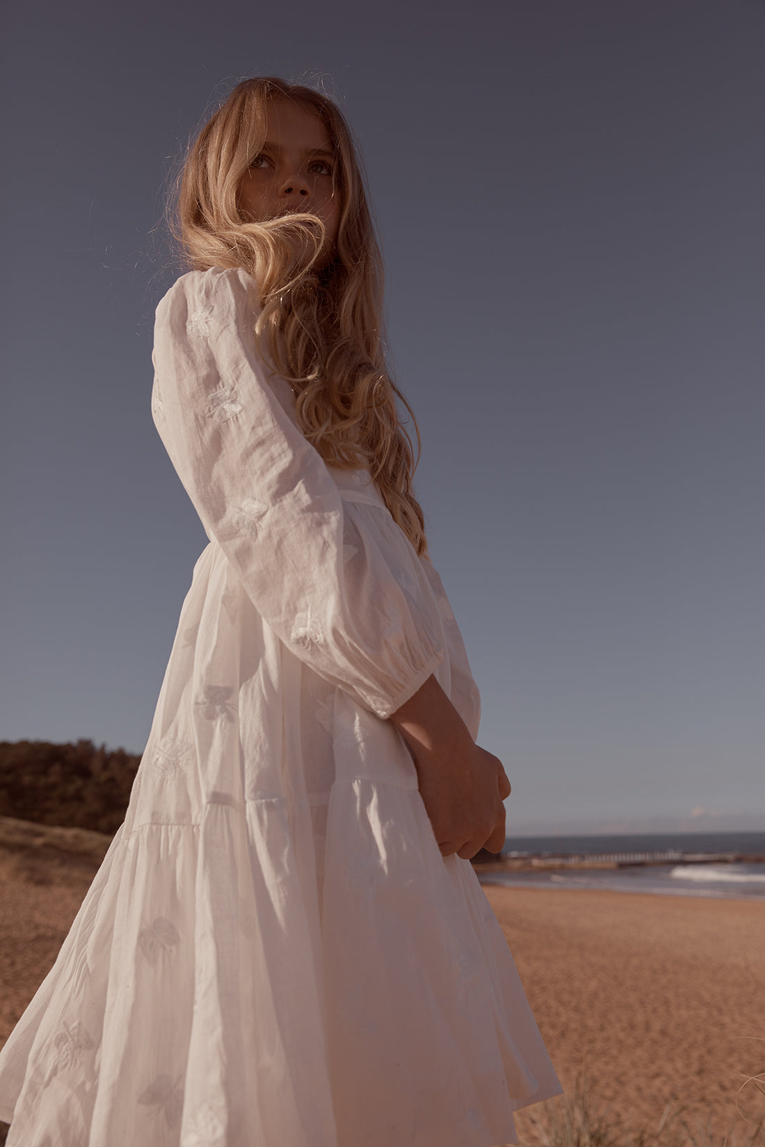 Petite Amalie Embroidered Butterfly Dress - White