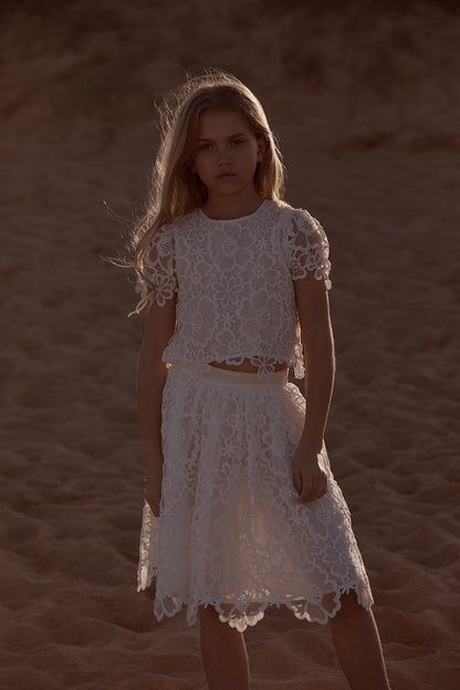 Petite Amalie Flower Bouquet Top - White