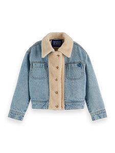 Scotch & Soda Teddy Lined Denim Trucker Jacket - Indigo