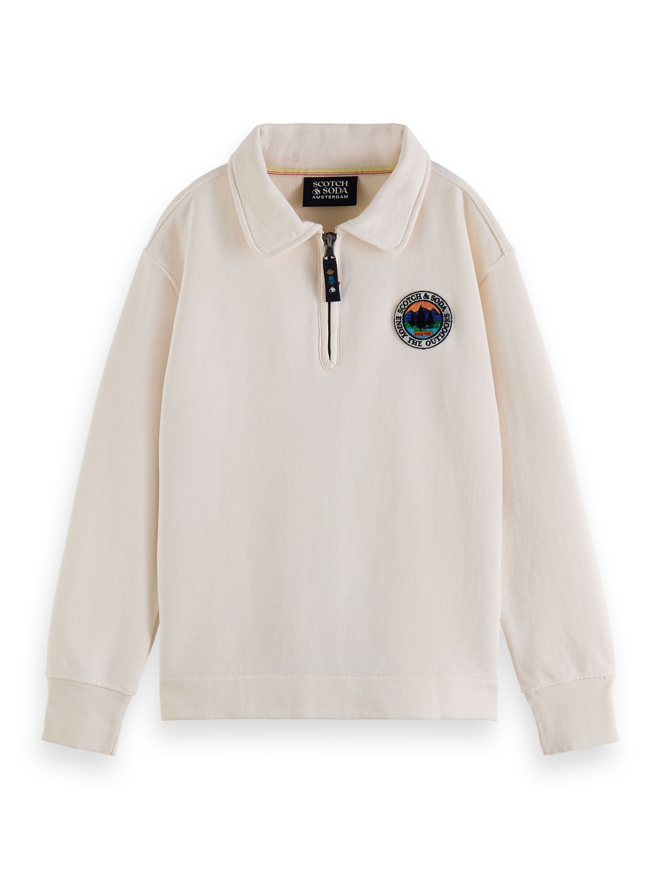 Scotch &amp; Soda Boys Half-Zip Placed Back Artwork Sweatshirt- Ecru