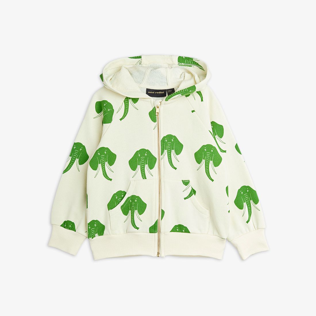 Mini Rodini Elephants Zip Hoodie - Off-White