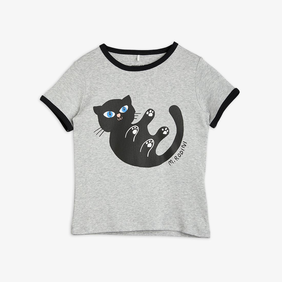 Mini Rodini Baby Cat Tee - Grey Melange