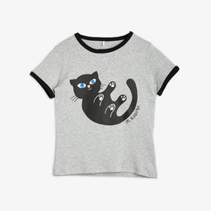 Mini Rodini Baby Cat Tee - Grey Melange
