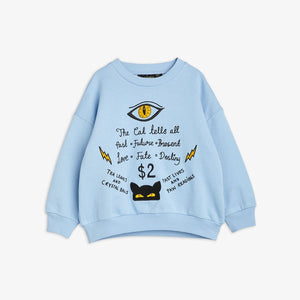 Mini Rodini Cat Tells All Embroidered Sweatshirt - Blue