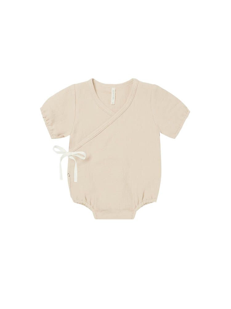 Quincy Mae Woven Wrap Romper - Natural