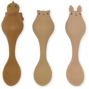 Konges Sløjd 3 Pack Friends Spoon Silicone - Rose Caramel