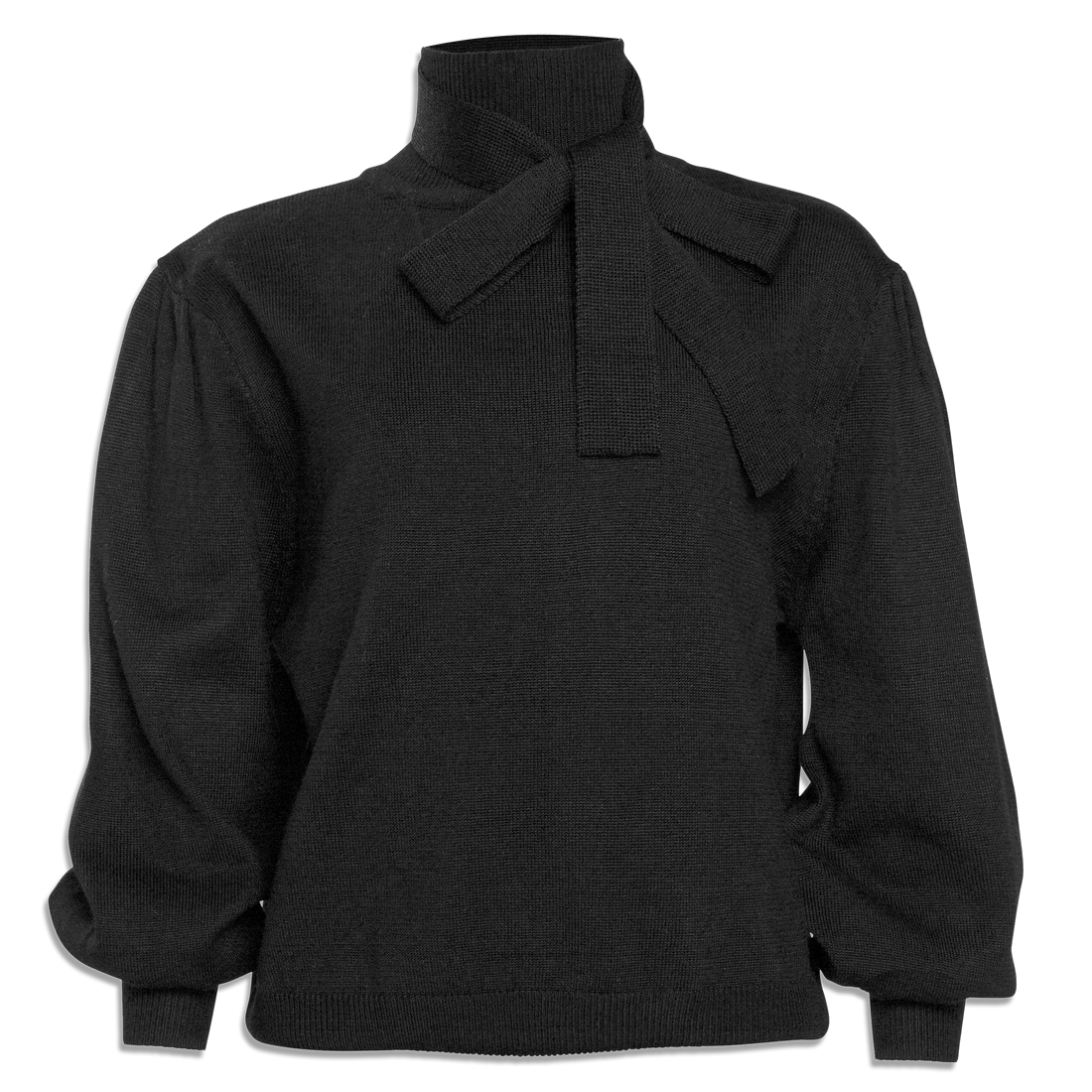 Petite Amalie Tie Neck Sweater - Black