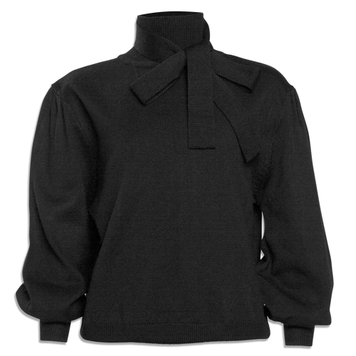 Petite Amalie Tie Neck Sweater - Black
