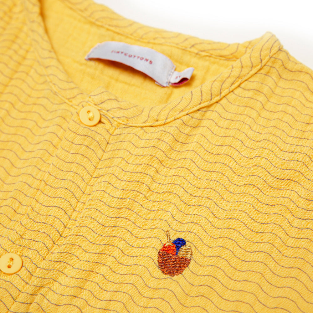 Tiny Cottons Waves Crop Shirt- Yellow/Iris