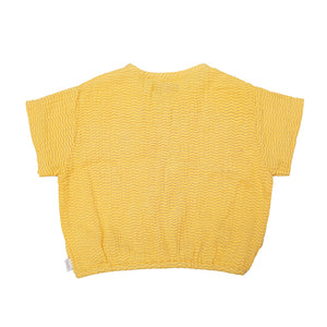 Tiny Cottons Waves Crop Shirt- Yellow/Iris