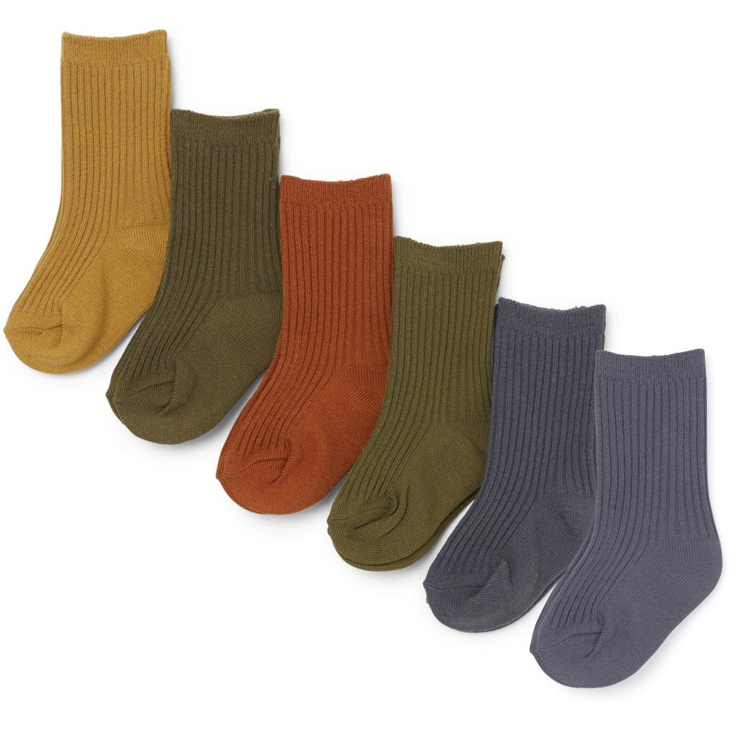 Konges Sløjd 6 Pack Ribbed Socks - Butterscotch