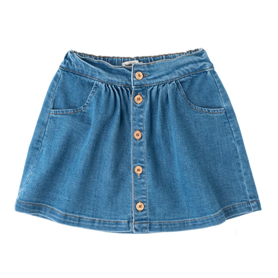 Tocoto Vintage Denim Mini Skirt with Buttons - Blue