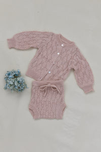 Petite Amalie Knit Cardigan and Bloomer Set - Blush
