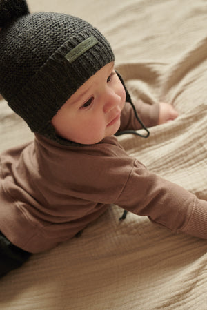 My Little Cozmo Aike Baby Knitted Beanie - Dark Grey