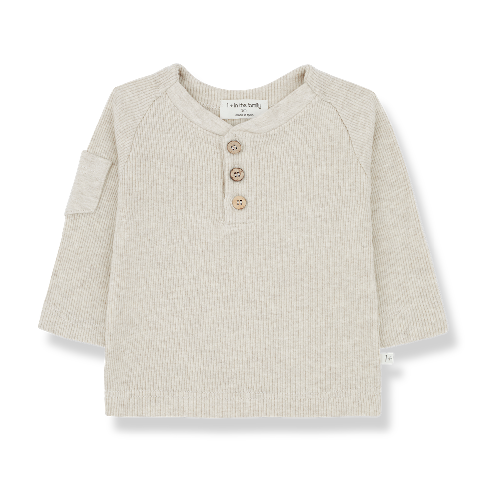 1 + In The Family Ander Long Sleeve T-Shirt - Oatmeal