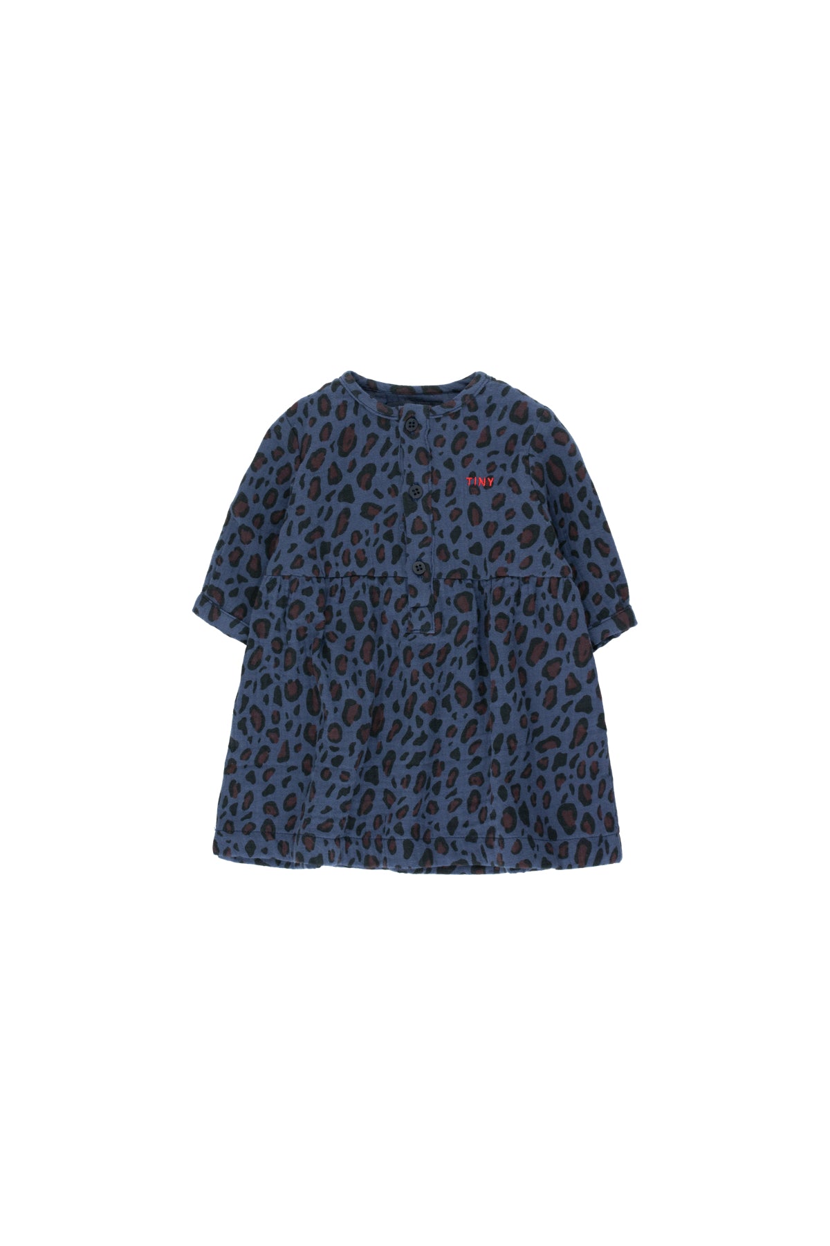Tiny Cottons Animal Print Baby Dress - Light Navy/Dark Brown