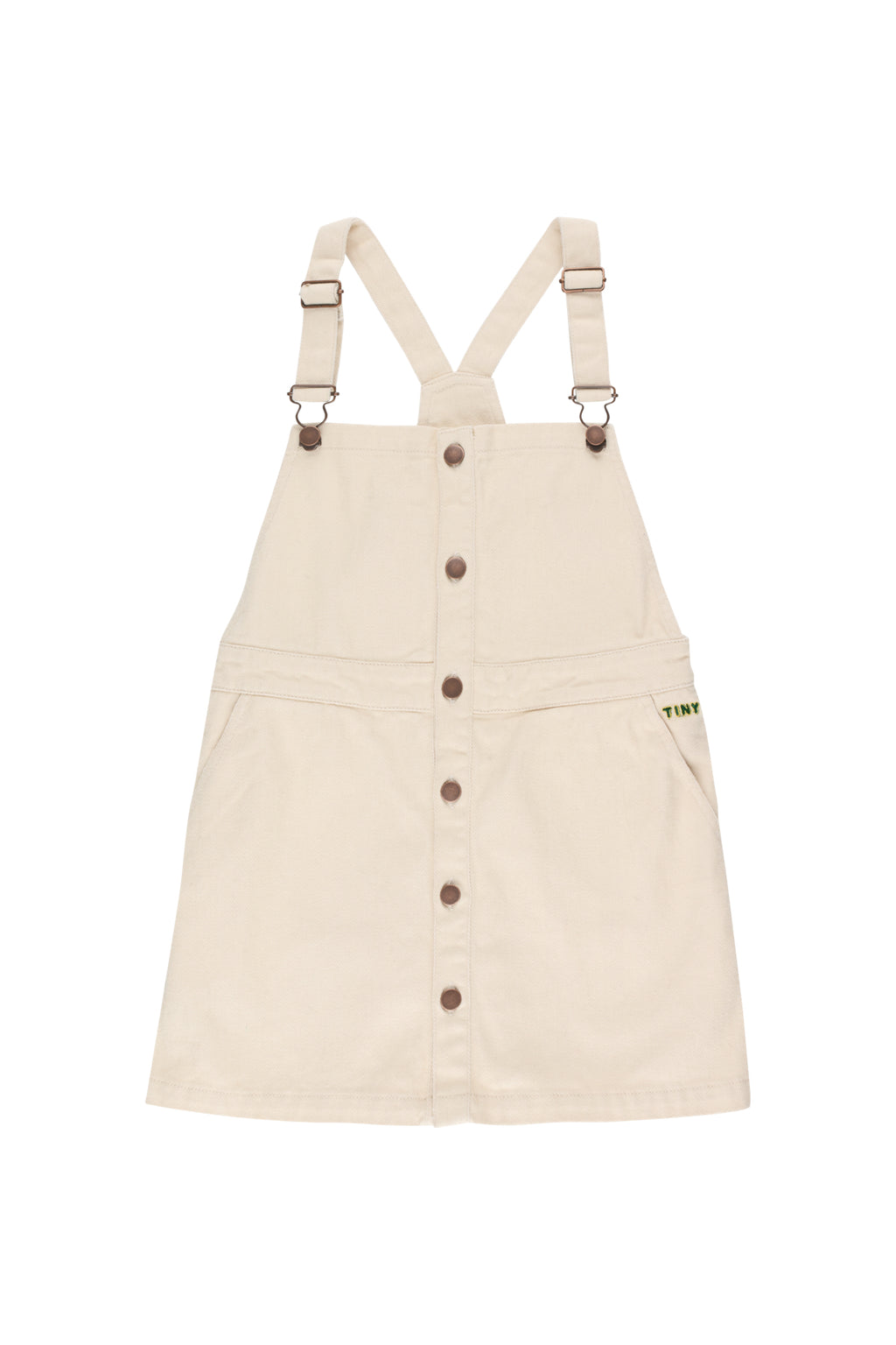 Tiny Cottons Solid Overall Dress - Cream