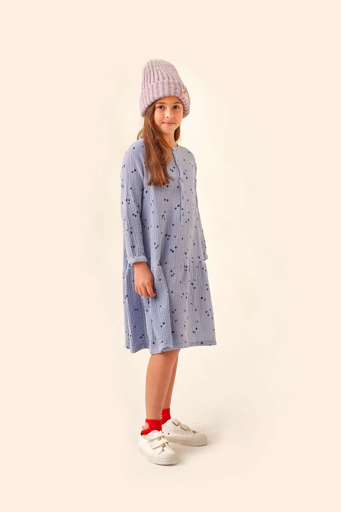 Tiny Cottons Sky Relaxed Dress - Milky Sky/Deep Blue