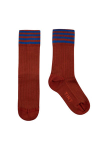 Tiny Cottons Stripes Medium Socks - Dark Copper/Ultramarine
