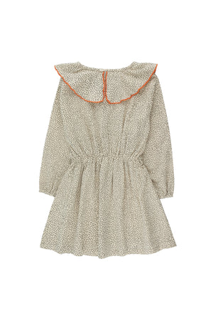 Tiny Cottons Small Dots Frills Dress - Light Cream/Navy