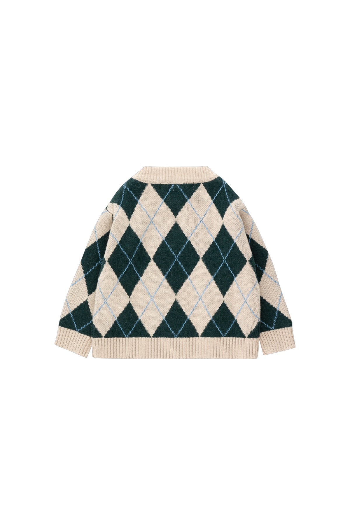 Tiny Cottons Diamond Baby Cardigan - Sandstone/Petrol Green