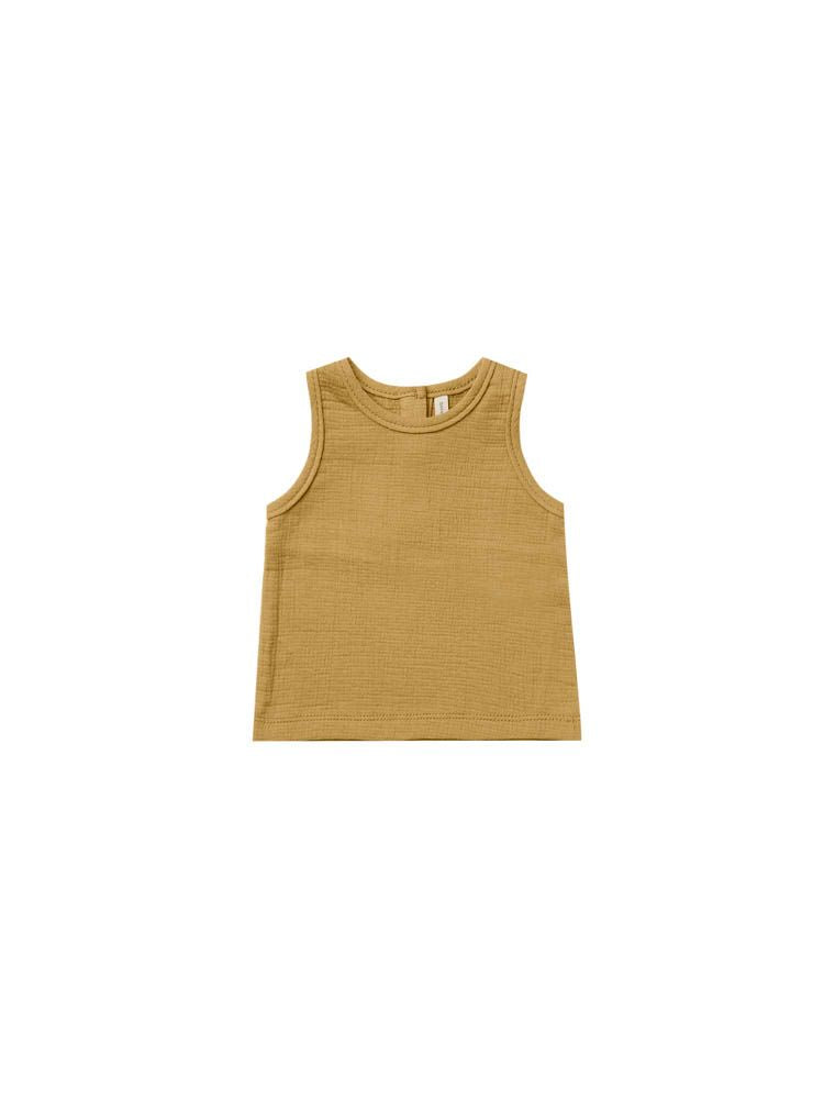Quincy Mae Woven Tank - Ocre
