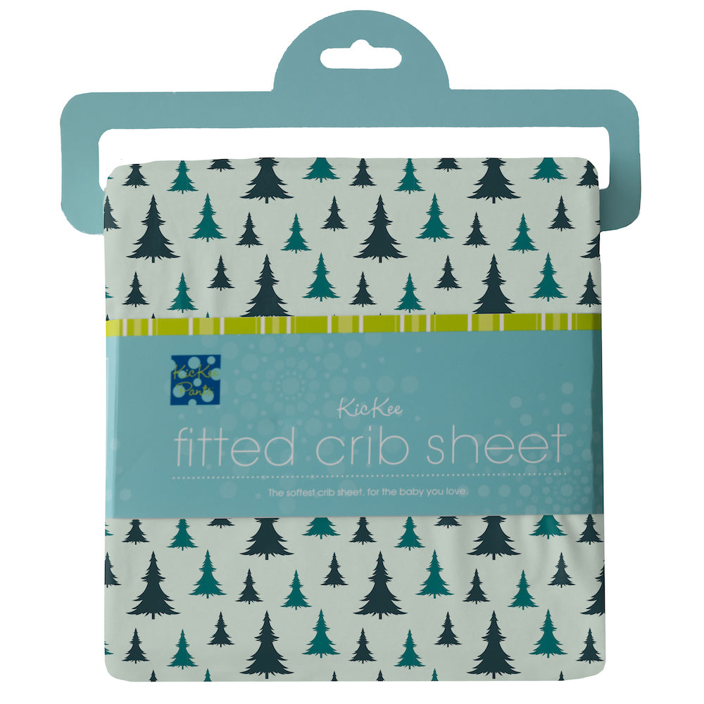 Kickee Pants Print Fitted Crib Sheet - Aloe Christmas Trees