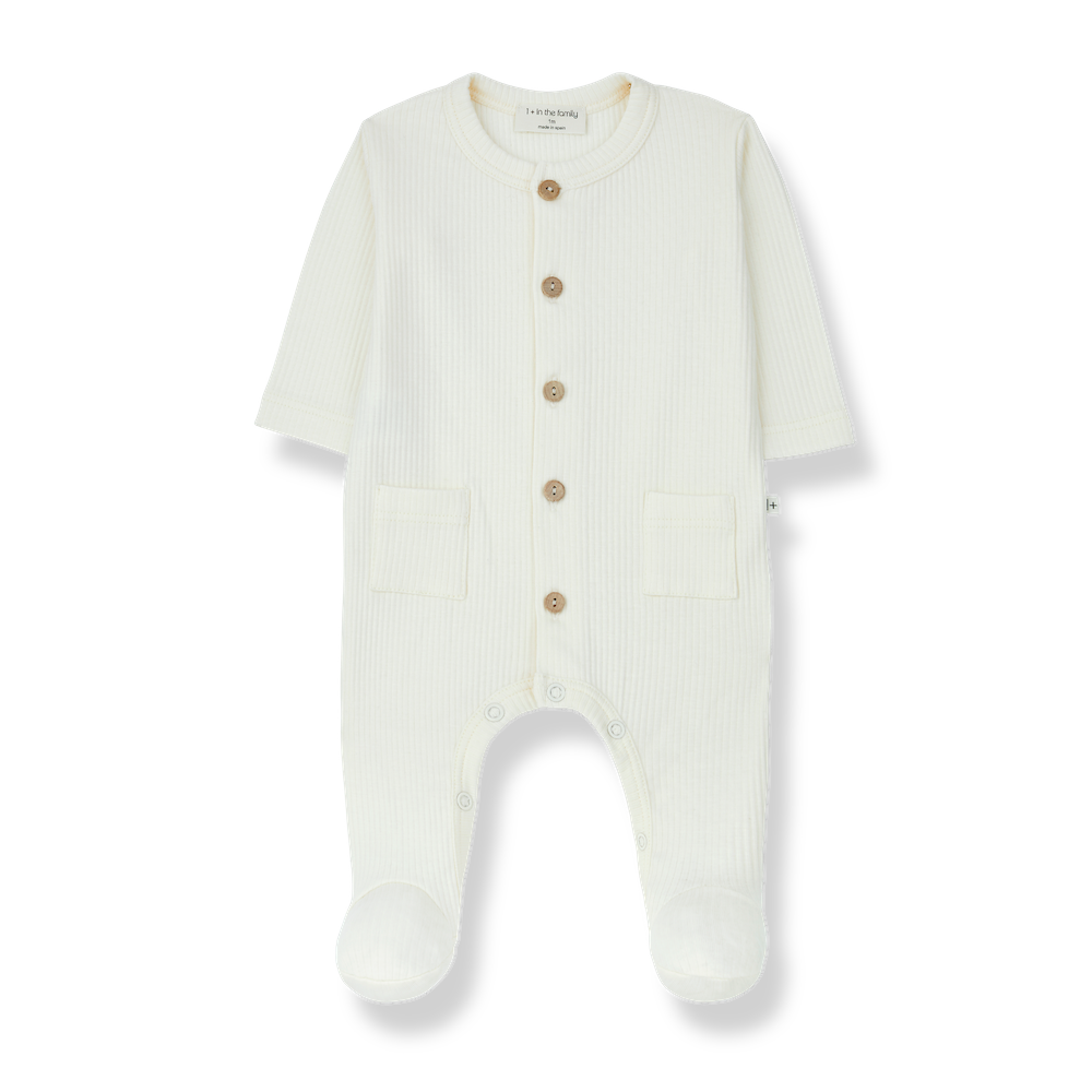 1 + In The Family Blas Jumpsuit With Feet - Ecru