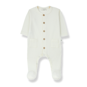 1 + In The Family Blas Jumpsuit With Feet - Ecru